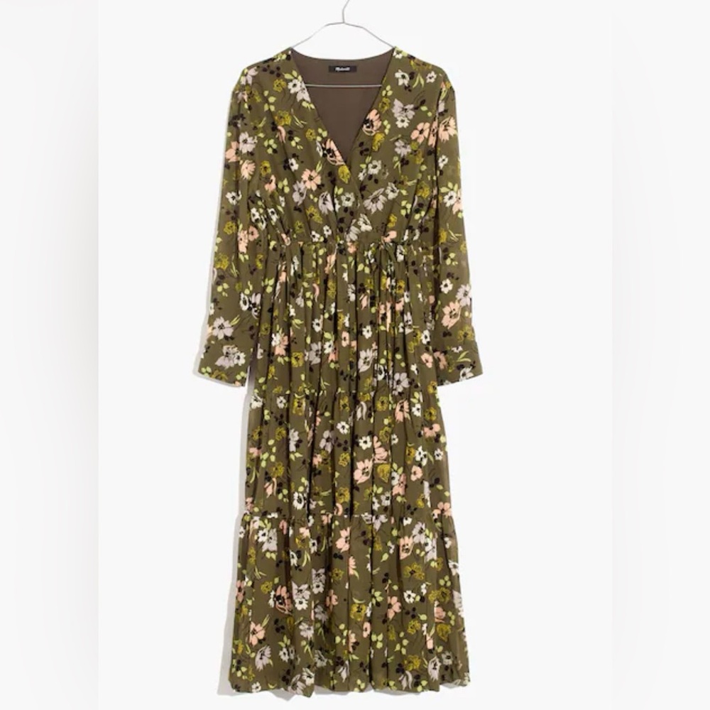 Madewell NWT Cinch-Waist Tiered Midi Dress in Wildblooms.